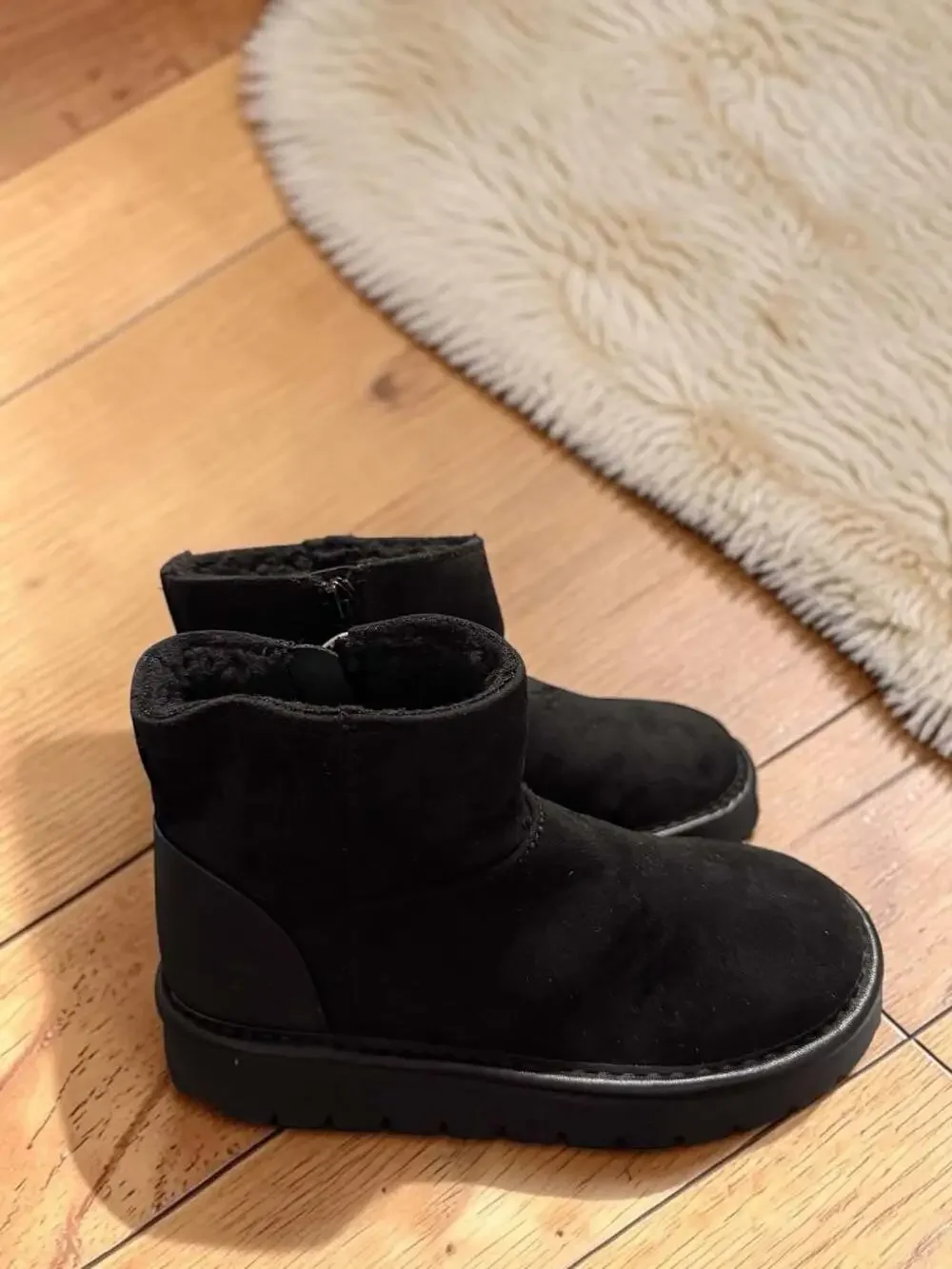 Cat & Jack Kids' Honor Faux Suede Platform Zipper Boots, Black, Size 13